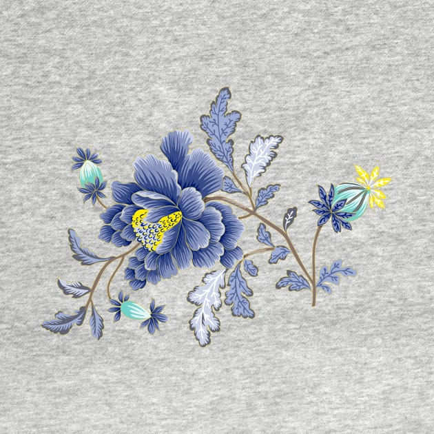 Blue Oriental Florals by greenoriginals